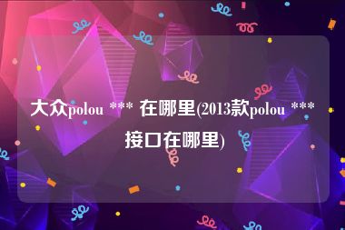 大众polou *** 在哪里(2013款polou *** 接口在哪里)