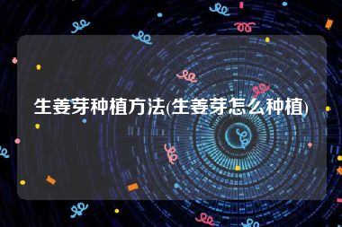 生姜芽种植方法(生姜芽怎么种植)