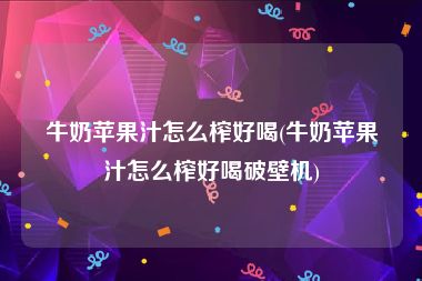 牛奶苹果汁怎么榨好喝(牛奶苹果汁怎么榨好喝破壁机)