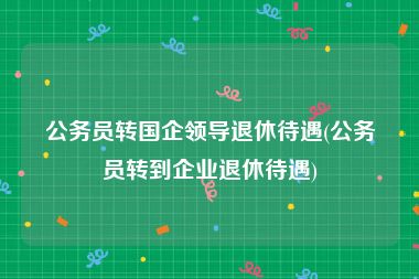 公务员转国企领导退休待遇(公务员转到企业退休待遇)
