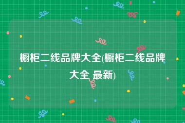 橱柜二线品牌大全(橱柜二线品牌大全 最新)