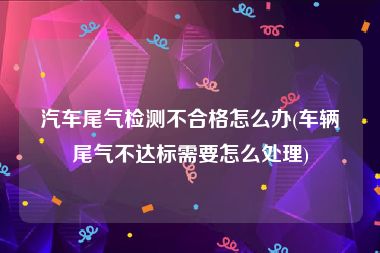 汽车尾气检测不合格怎么办(车辆尾气不达标需要怎么处理)