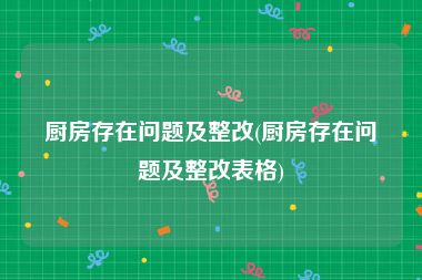 厨房存在问题及整改(厨房存在问题及整改表格)