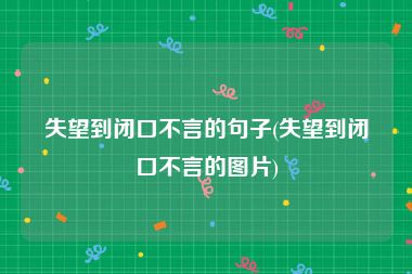 失望到闭口不言的句子(失望到闭口不言的图片)