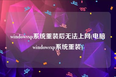 windowsxp系统重装后无法上网(电脑windowsxp系统重装)
