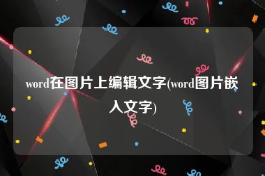 word在图片上编辑文字(word图片嵌入文字)
