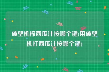 破壁机榨西瓜汁按哪个键(用破壁机打西瓜汁按哪个键)