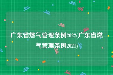 广东省燃气管理条例2022(广东省燃气管理条例2021)