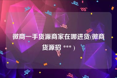 微商一手货源商家在哪进货(微商货源招 *** )