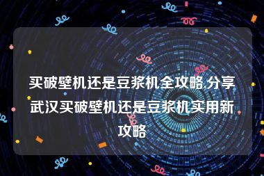 买破壁机还是豆浆机全攻略,分享武汉买破壁机还是豆浆机实用新攻略
