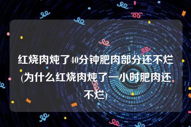 红烧肉炖了40分钟肥肉部分还不烂(为什么红烧肉炖了一小时肥肉还不烂)