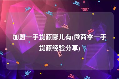 加盟一手货源哪儿有(微商拿一手货源经验分享)