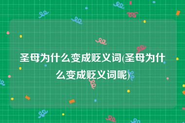 圣母为什么变成贬义词(圣母为什么变成贬义词呢)