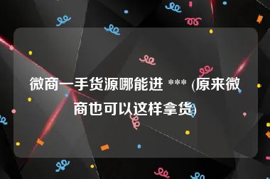 微商一手货源哪能进 *** (原来微商也可以这样拿货)
