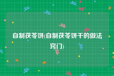 自制茯苓饼(自制茯苓饼干的做法窍门)