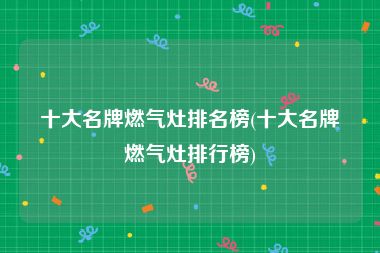十大名牌燃气灶排名榜(十大名牌燃气灶排行榜)