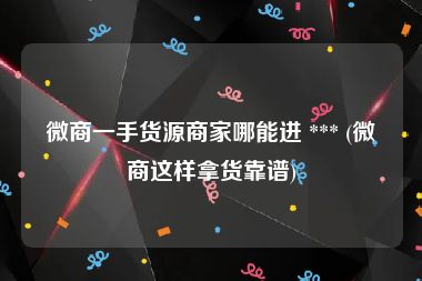 微商一手货源商家哪能进 *** (微商这样拿货靠谱)