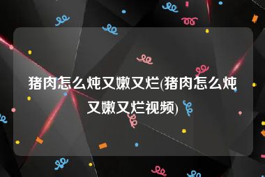 猪肉怎么炖又嫩又烂(猪肉怎么炖又嫩又烂视频)