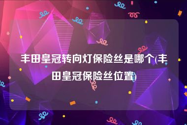 丰田皇冠转向灯保险丝是哪个(丰田皇冠保险丝位置)