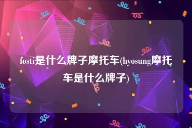 fosti是什么牌子摩托车(hyosung摩托车是什么牌子)