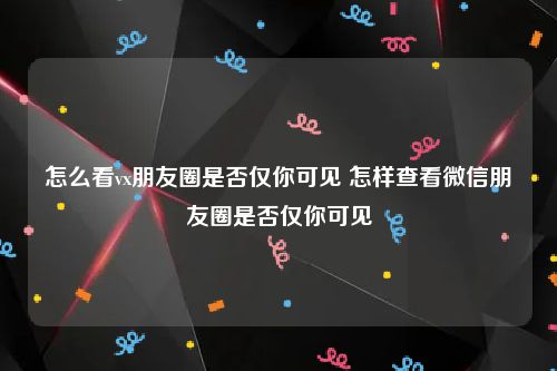 怎么看vx朋友圈是否仅你可见 怎样查看微信朋友圈是否仅你可见