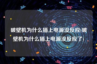 破壁机为什么插上电源没反应(破壁机为什么插上电源没反应了)