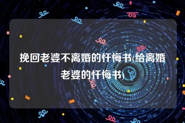 挽回老婆不离婚的忏悔书(给离婚老婆的忏悔书)