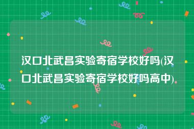 汉口北武昌实验寄宿学校好吗(汉口北武昌实验寄宿学校好吗高中)