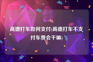 高德打车如何支付(高德打车不支付车费会干嘛)