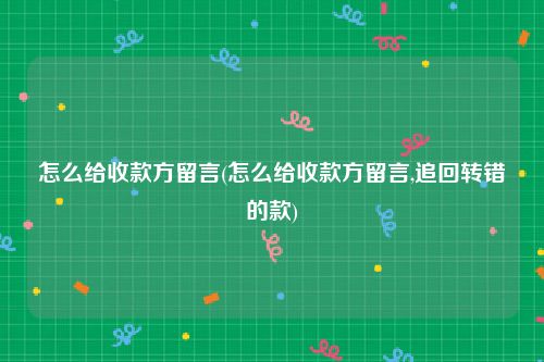 怎么给收款方留言(怎么给收款方留言,追回转错的款)