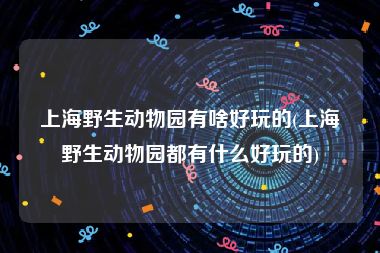 上海野生动物园有啥好玩的(上海野生动物园都有什么好玩的)