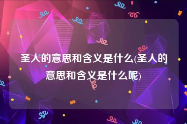 圣人的意思和含义是什么(圣人的意思和含义是什么呢)