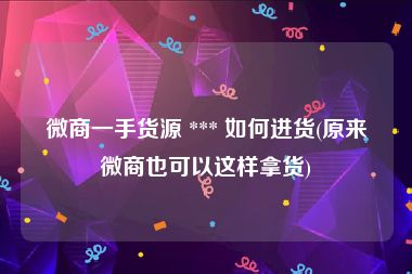 微商一手货源 *** 如何进货(原来微商也可以这样拿货)