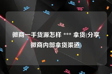 微商一手货源怎样 *** 拿货(分享微商内部拿货渠道)
