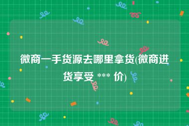 微商一手货源去哪里拿货(微商进货享受 *** 价)