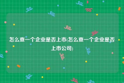 怎么查一个企业是否上市(怎么查一个企业是否上市公司)