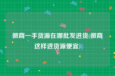 微商一手货源在哪批发进货(微商这样进货源便宜)