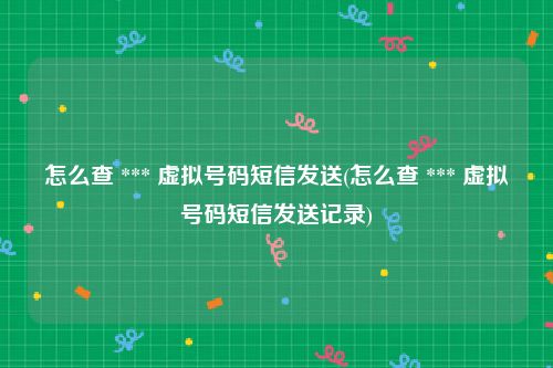 怎么查 *** 虚拟号码短信发送(怎么查 *** 虚拟号码短信发送记录)