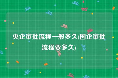 央企审批流程一般多久(国企审批流程要多久)