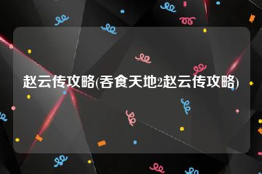 赵云传攻略(吞食天地2赵云传攻略)