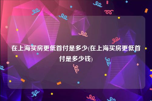 在上海买房更低首付是多少(在上海买房更低首付是多少钱)