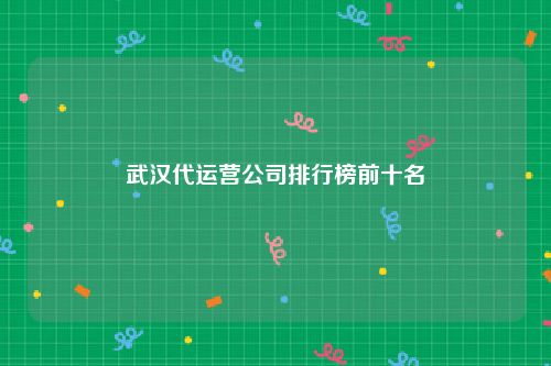 武汉代运营公司排行榜前十名