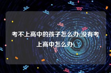 考不上高中的孩子怎么办(没有考上高中怎么办)