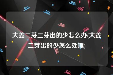 大姜二芽三芽出的少怎么办(大姜二芽出的少怎么处理)
