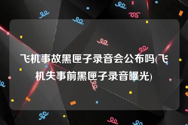 飞机事故黑匣子录音会公布吗(飞机失事前黑匣子录音曝光)