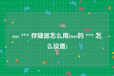 nas *** 存储器怎么用(nas的 *** 怎么设置)
