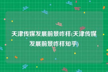 天津传媒发展前景咋样(天津传媒发展前景咋样知乎)