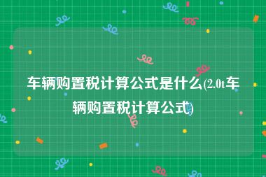 车辆购置税计算公式是什么(2.0t车辆购置税计算公式)