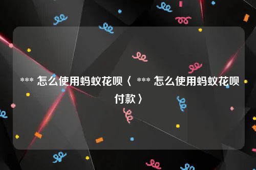  *** 怎么使用蚂蚁花呗〈 *** 怎么使用蚂蚁花呗付款〉