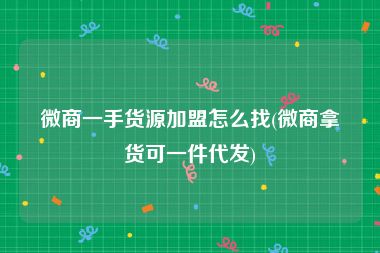 微商一手货源加盟怎么找(微商拿货可一件代发)